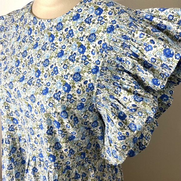 Hyacinth House Tuckernuck Floral Mini Dress Ruffle sleeves SZ M NWOT - Picture 3 of 9